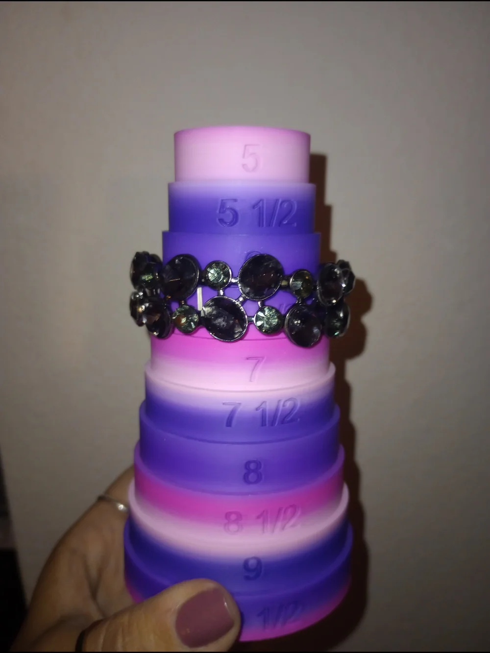 Grey Crystal And Gun Metal Cluster Stretch Bracelet